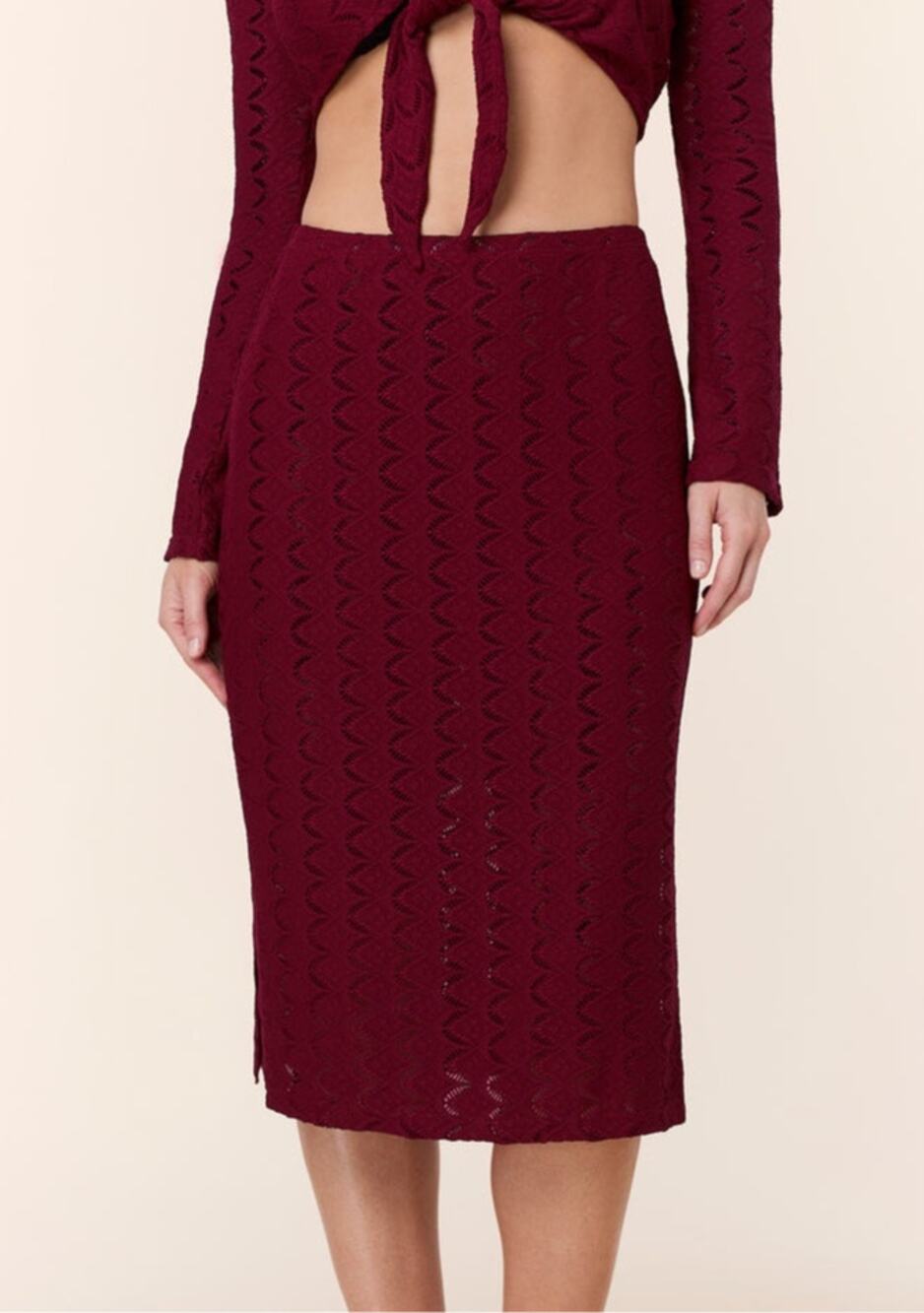 Andie Swim The Crete Coverup Skirt Scallop Crochet in Syrah Maroon Purple NWT